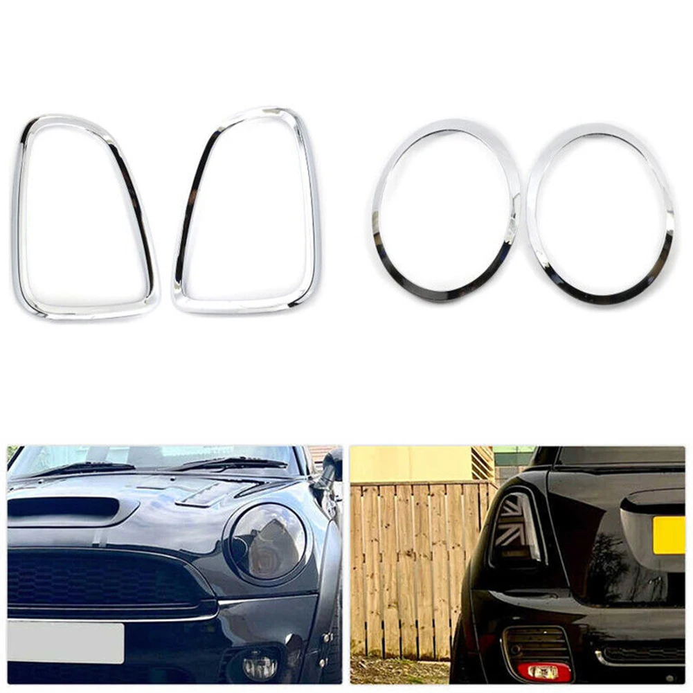 

2 Pair Car Headlight Frame Tail Light Ring Trim For MINI R56 R57 R58 R59 51137149905 51132752243 Headlamp Tail Light Cover Trims