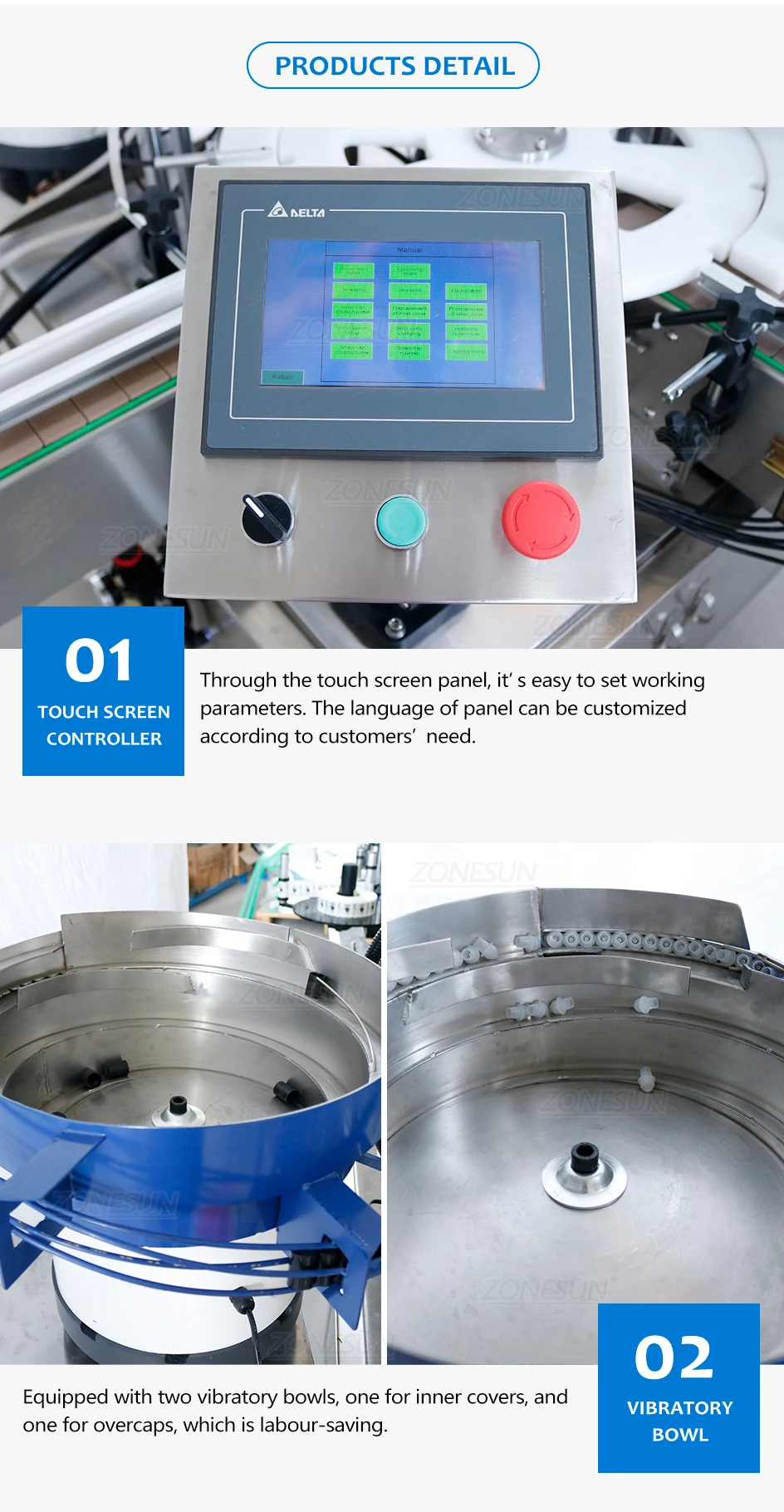 ZONEPACK Машина для наполнения и укупорки бутылок эфирным маслом Жидкость Автоматический магнитный насос ZS-AFC11