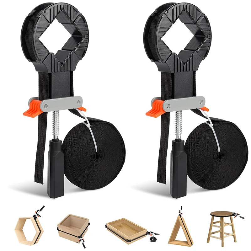 Strap Clamps for Woodworking, Quick Release Band Clamps with Corner Claws, Thick and Sturdy Belt Clamps, Adjustable Clamp Tool