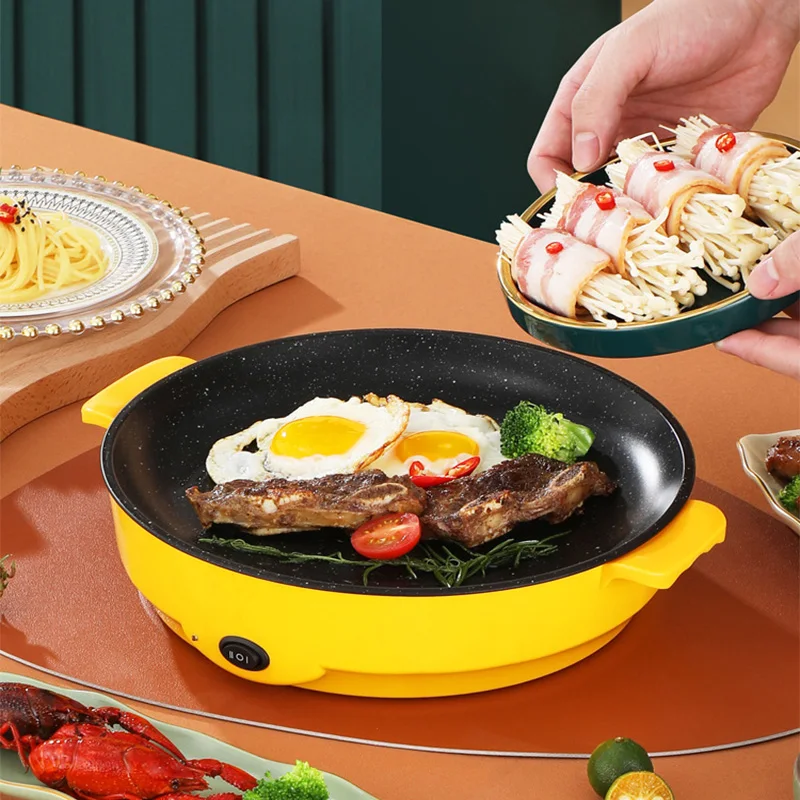 Multifunction Electric Frying Pan Non-Sticky 2 Gear Burning-Resistant Baking Grill 220v Roast Cooking Electric Skillet Kitchen 220v electric multi cooker 2 in 1 cooker non stick pan hot pot frying pan fryer skillet stewpot steak grill baking pan