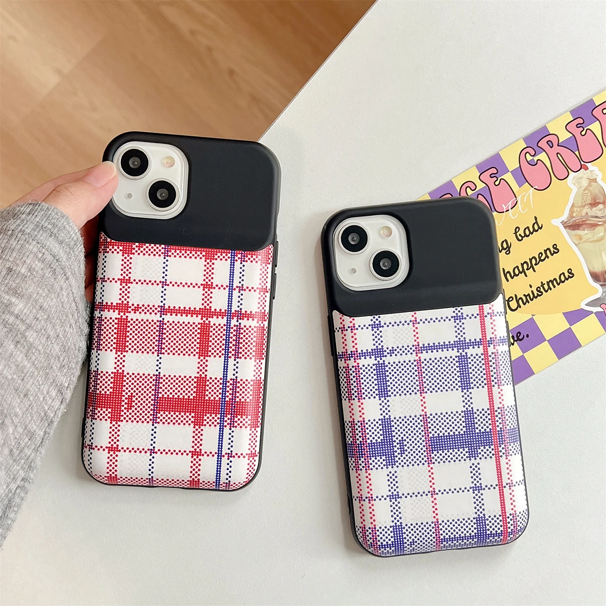 

Cute Checkered Pattern Soft Silicone Back Covers For iPhone 14 13 12 11 Pro Max Shockproof Air Cushion Phone Protection Case New