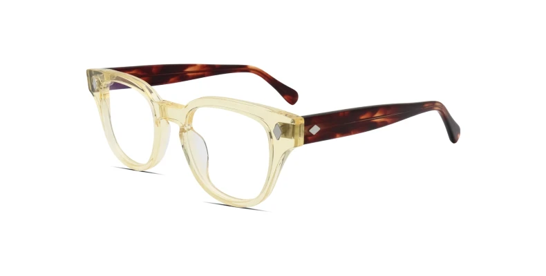 Neue stilvolle optische Brille mit Retro-Nieten-Design, hochwertiger Acetat-Rahmen, Unisex, Johnny Depp-Rahmen, klare Gläser. – Detail 9