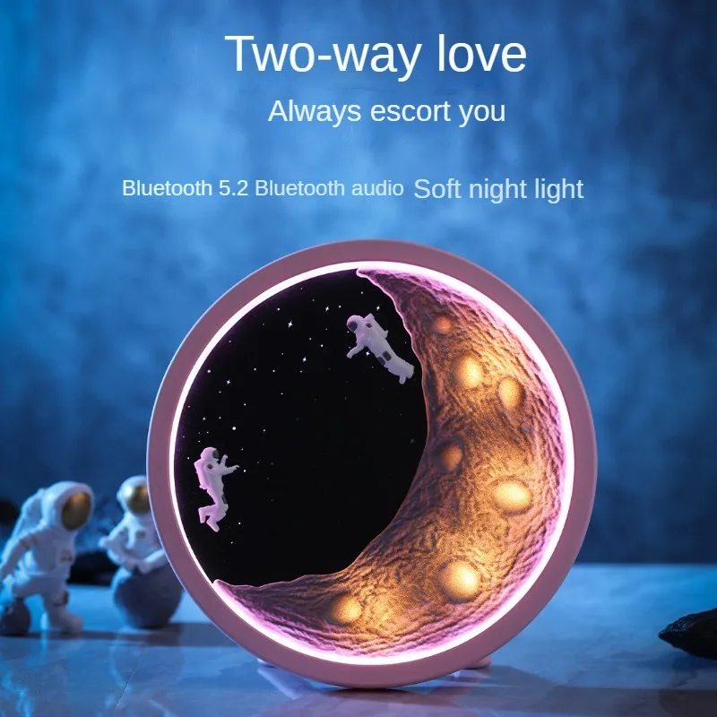 

Night Lights Astronaut Moon Wireless Bluetooth Speakers Qixi Festival Birthday Gift Subwoofer Creative Cartoon Home Decoration