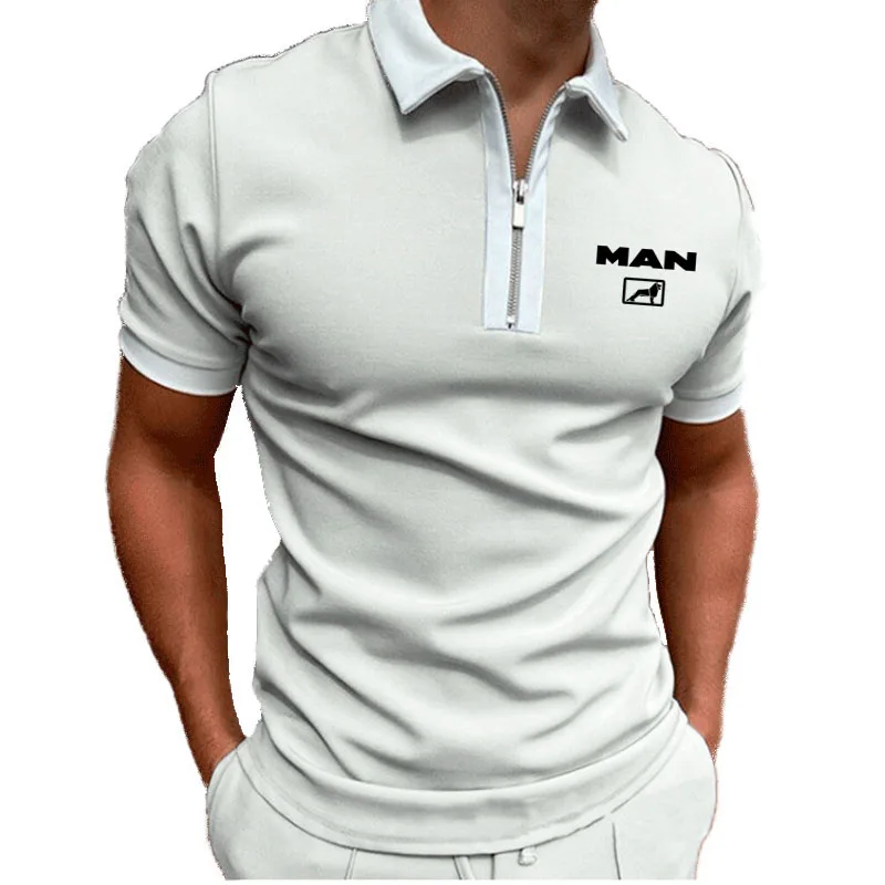 

Casual suit men's short sleeves breathable zipper T-shirt truck MAN logo print Cotton Men's T Shirt summer new men's clothing