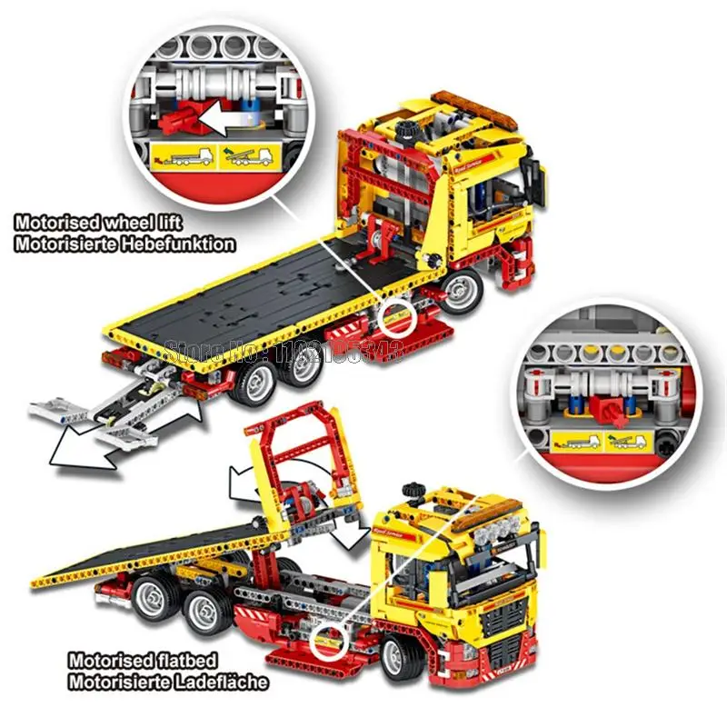 1115pcs Technical Flatbed Truck With Motor Battery Power Function