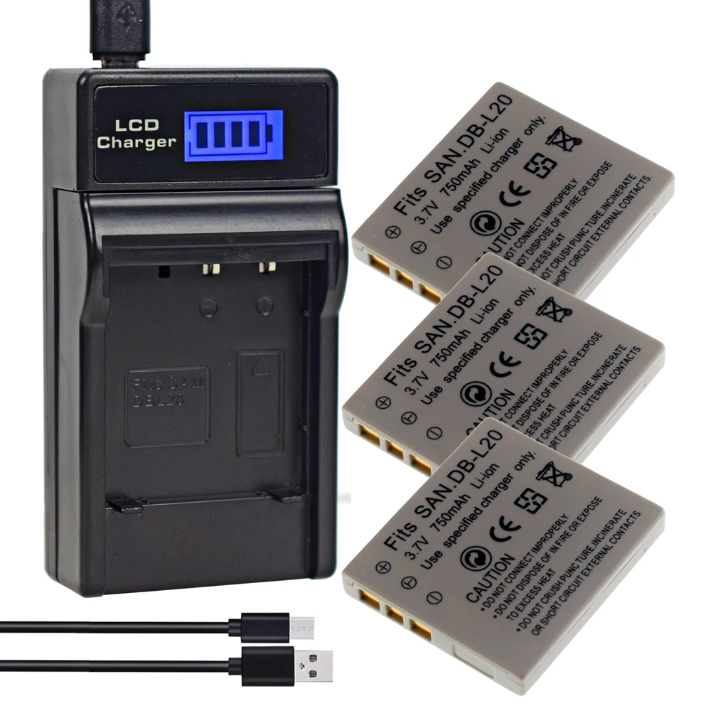 DB-L20 Battery or LCD Charger For Sanyo Xacti DMX-C1 C4 C5 C6 CA6