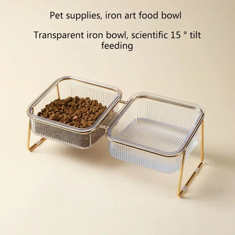 

Double Foot High Transparent pet Food Bowl cat Easy To Basin Water Clean Drink Dog