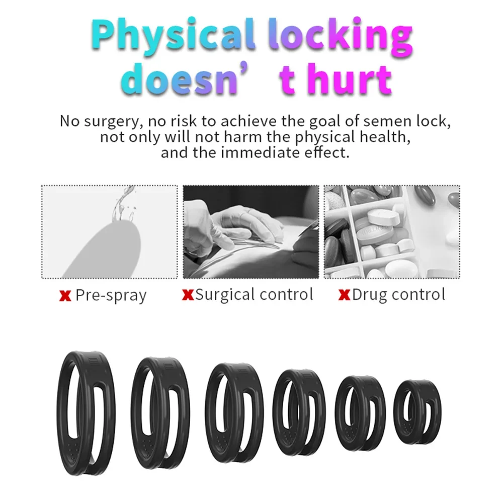 Silicone Penis Ring Reusable Scrotum Testis Restraint Male Delay Ejaculation Adult Games SexToy For Men Gay