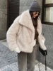 ZBZA Women's Faux Fur Cropped Jacket Coat Autumn Winter New Lapel Long Sleeve Thick Warm Soft Jacket Female Chic Warm Outerwear 3