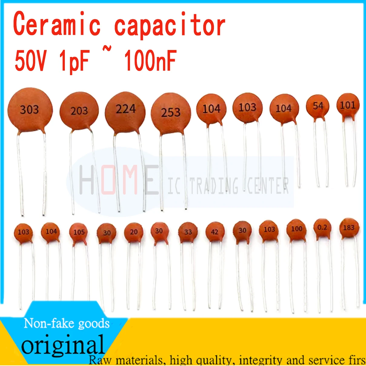 10pcs Ceramic capacitor 50V 1pF ~ 100nF 0.1uF 104 4.7PF 10PF 22PF 33PF 47PF 100PF 101 220PF 221 330PF 470PF 1NF 103 47NF 473