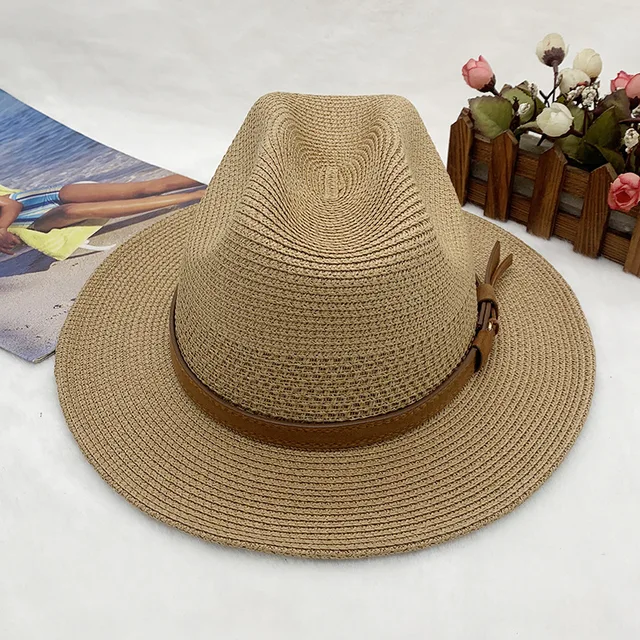 Green Men's Top Hat Panama Straw Hat Sun Shading Beach Hat Fashion