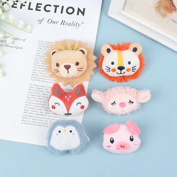 귀여운 봉제 만화 동물 브로치, 사자 돼지 여우 양 브로치, 소녀 옷 배지 핀, 배낭 펜던트 장식 액세서리