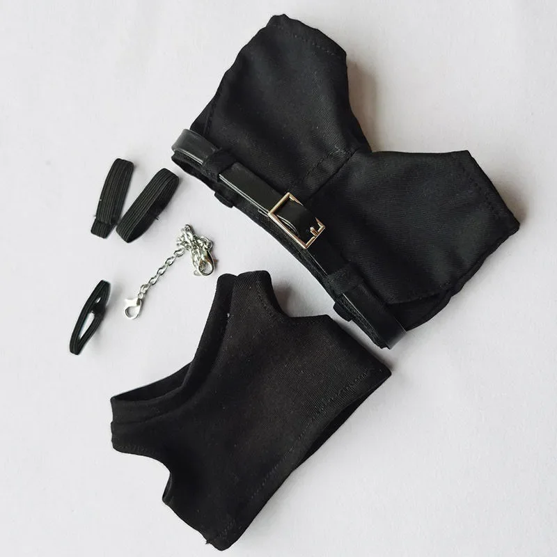 20CM baby clothes cool men's belt chain black vest high necked T-shirt cotton doll doll replacement 4