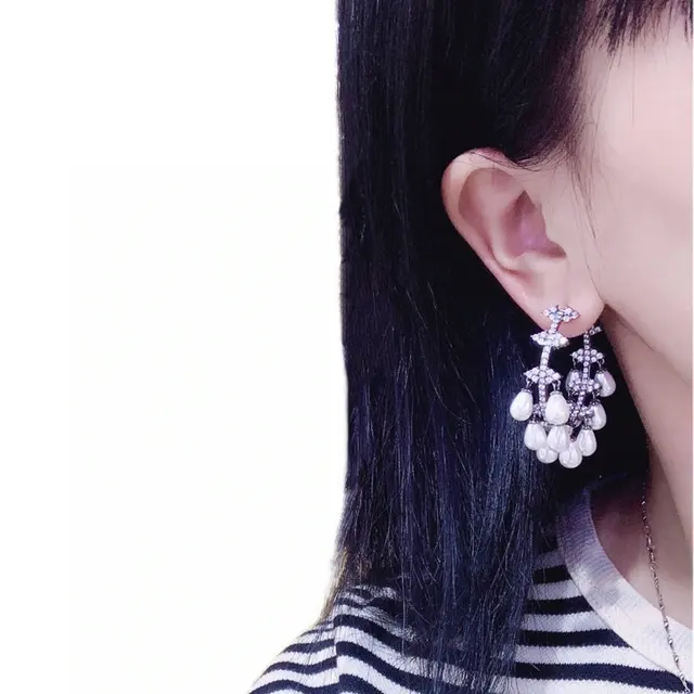 Bilincolor Vingtage Hoop White Pearl Tassel Earring for Women 2