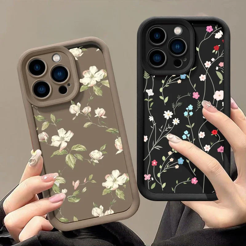 Elegant Leaves Flower Silicone Phone Case