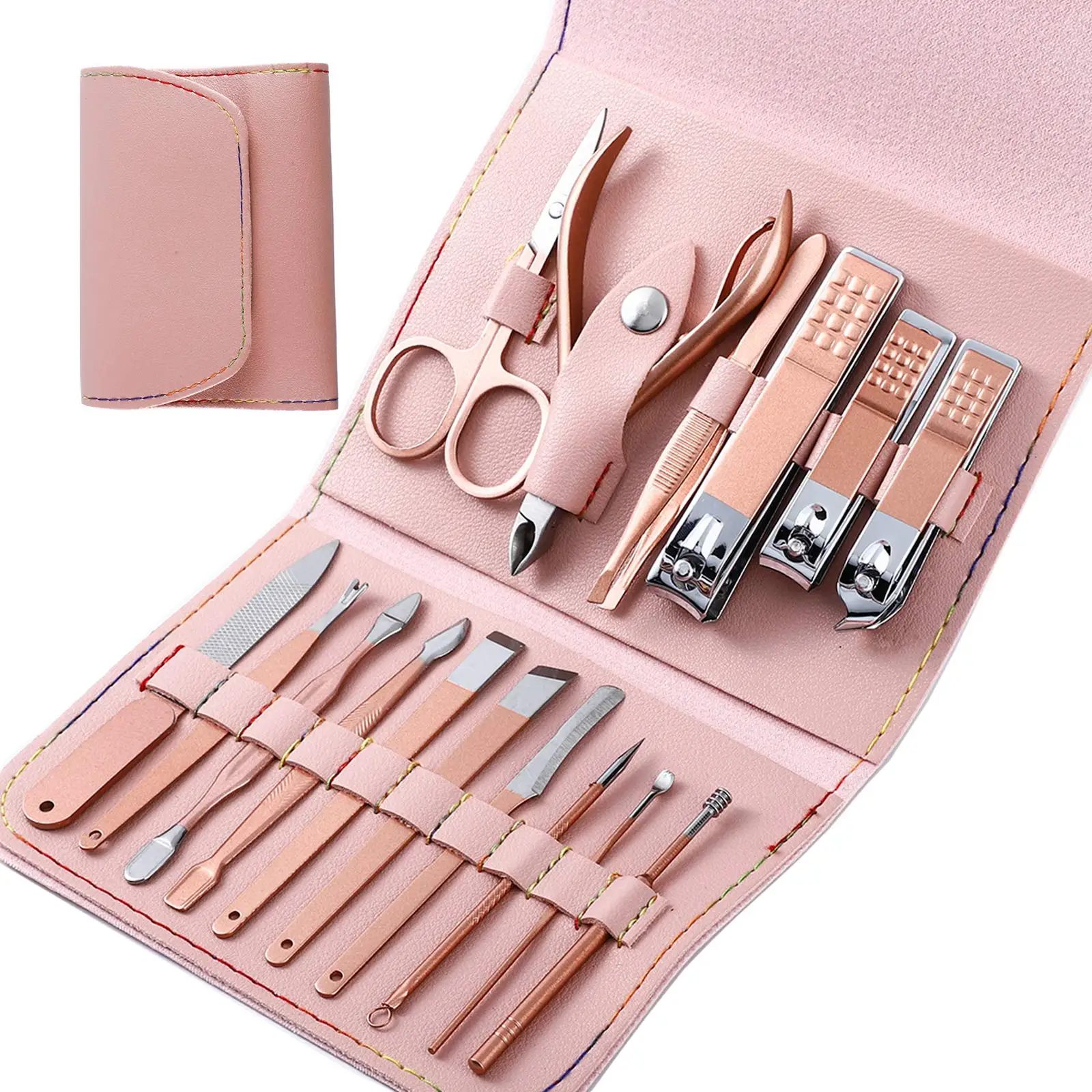 16-Piece Professional Nail Care Set - Color Nail Clipper & Exfoliating Tools