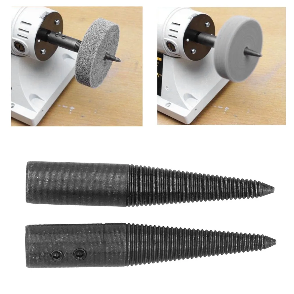 3-teiliger konischer Spindeladapter, links und rechts, schwarz eloxiert, poliert, Verbindungsstange, Stahl-Adapter für Tischschleifer – Detail 9