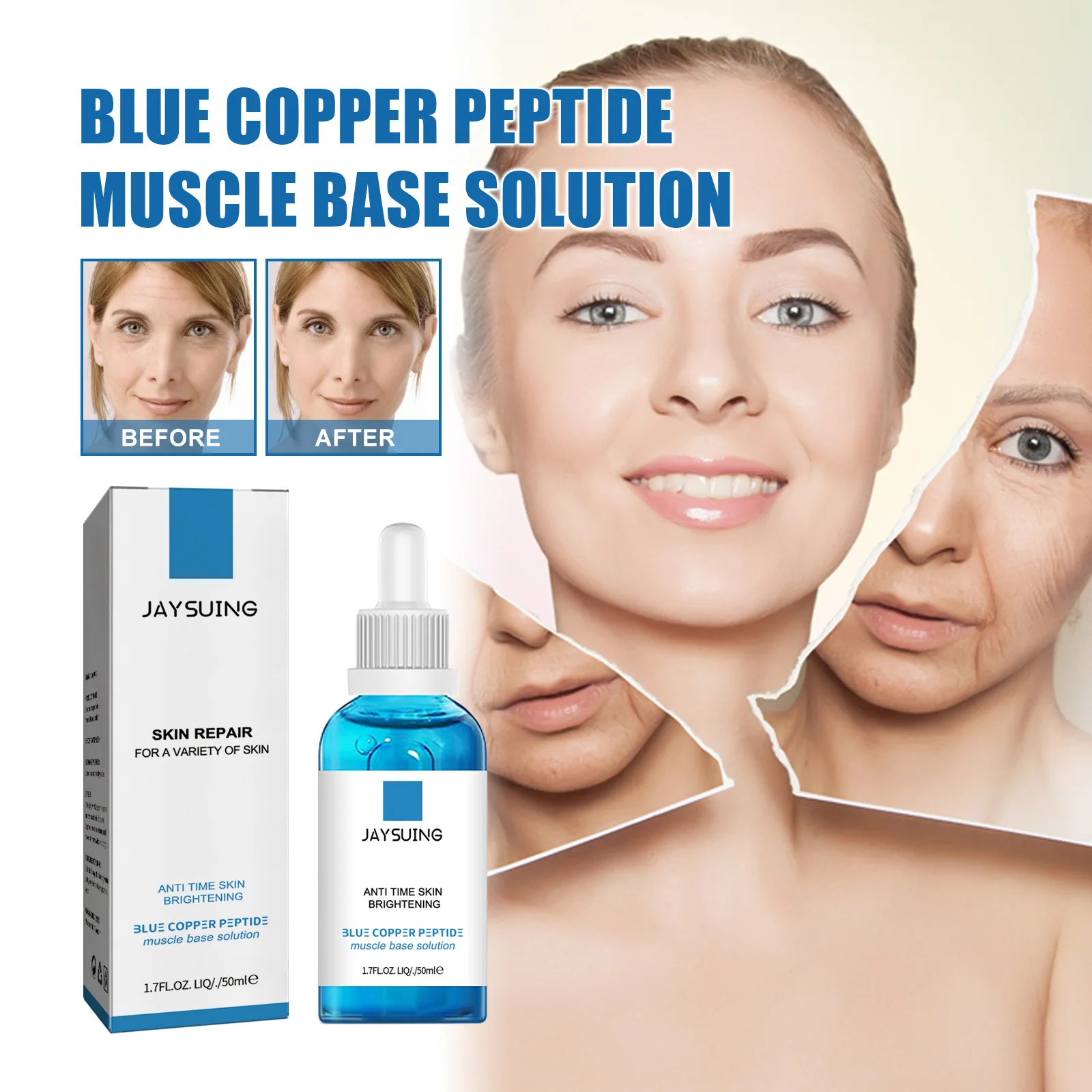 

Wrinkle Remove Serum Blue Copper Peptide Anti Aging Solution Minimize Pores Lift Firming Moisturizing Instant Perfection Essence