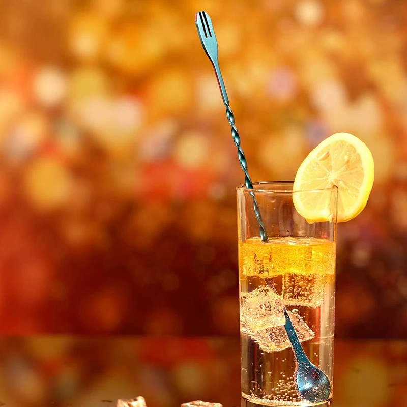 2Pcs 10 Inch Stainless Steel Cocktail Muddler Mixing Spoon Bar Tool Set Delicious Fruit Based Drinks bar tools