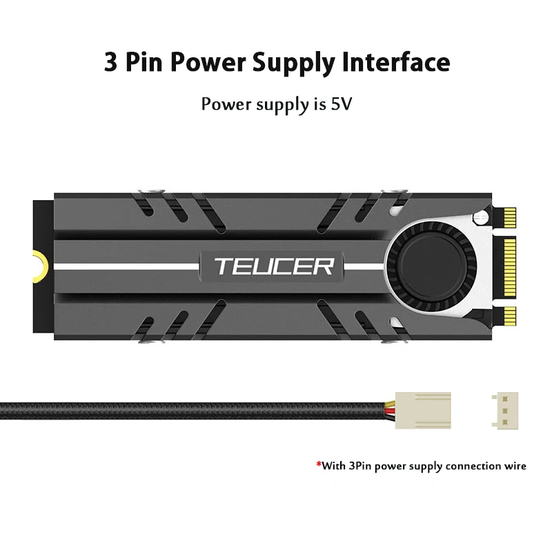 Teucer M.2 Nvme Ssd Dissipador de Calor 2280 Disco de Estado Sólido Circulação ar Refrigerador do Dissipador de Calor Gaxeta com Almofada Térmica Acessórios para Computador - Imagem 4