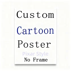 Personalized Cartoon Style Canvas Art Print - Custom Portrait Poster - 50x75cm (Only Canvas)