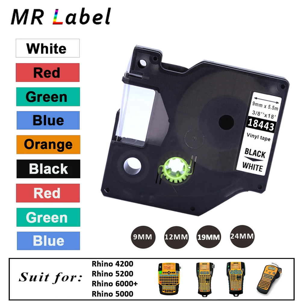 

Compatible Rhino Vinyl Industrial Tape 18431 18443 18432 18444 1805435 18433 18445 1805431 1805430 For DYMO Rhino 4200 5200 6000
