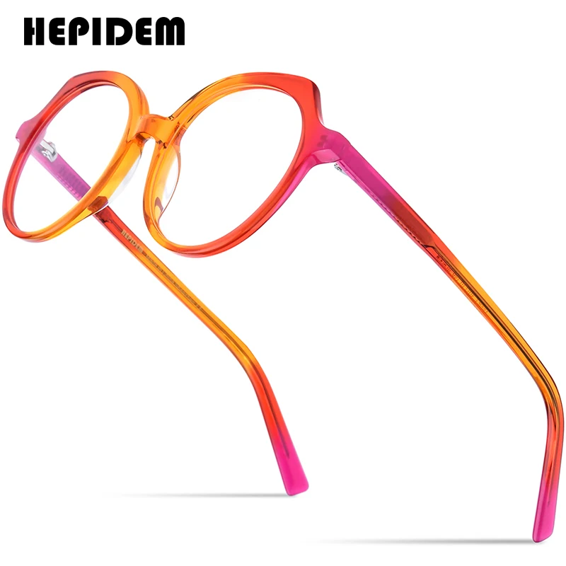 

HEPIDEM Multicolor Acetate Optical Frame Women Designer Cat Eye Prescription Eyeglasses Ladies Spectacle Eyewear 9061