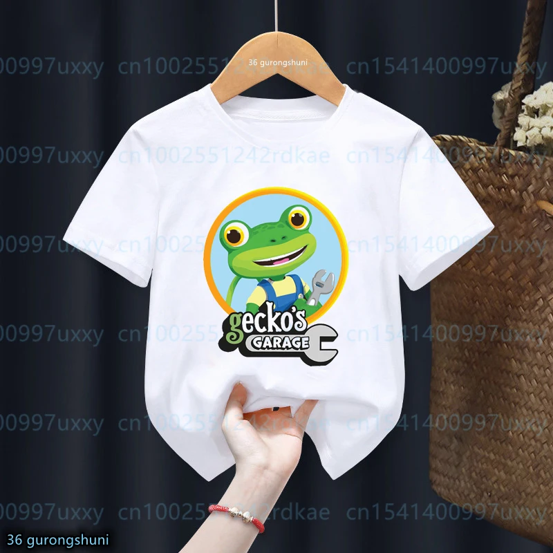 

New Boys T-Shirt Funny Cartoon Gecko'S Garage Print Children'S Clothing For Boys Tshirts Summer Fashion Boys/Girls Clothing