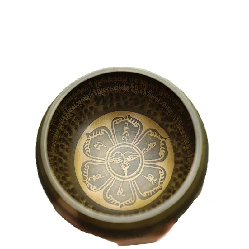 Nepal Handmade Yoga Meditation Bowl with Mantra Design Tibetan Singing Bowl Set for Meditation and Relaxation 3