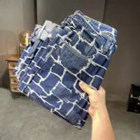 Spring & Autumn Street Wear Men Plaid Patchworks Baggy Pants Ripped Wash Denim Trousers Male 2