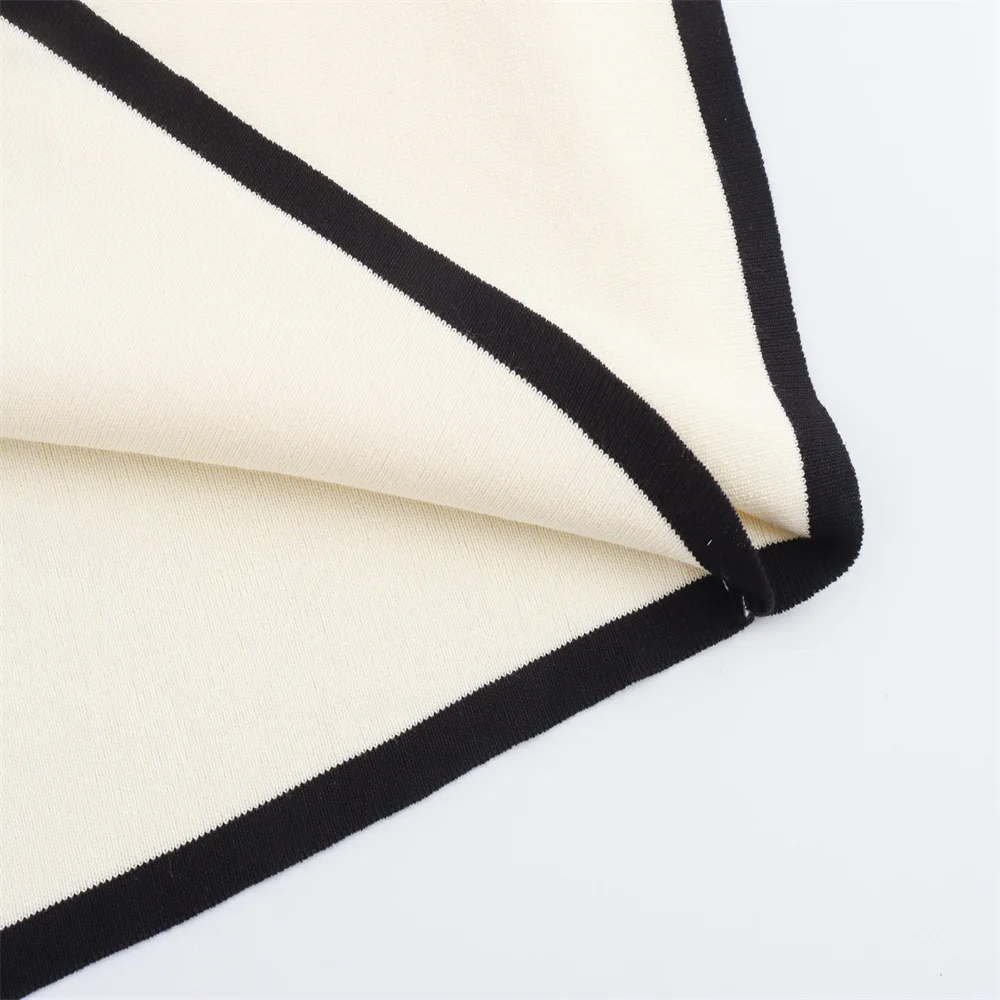 Fashion Slim Knitted Tube Top Dress Woman Contrast Color Splice Sleeveless Mini Dress Sexy Elegant Beach Holiday Dresses