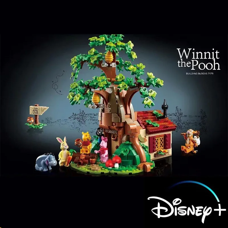 

Disney Anime Winnie The Pooh Building Blocks Tree Home Bricks Toys LED Light Kit DIY Assembly Toys Cartoon Collection 3d Model
