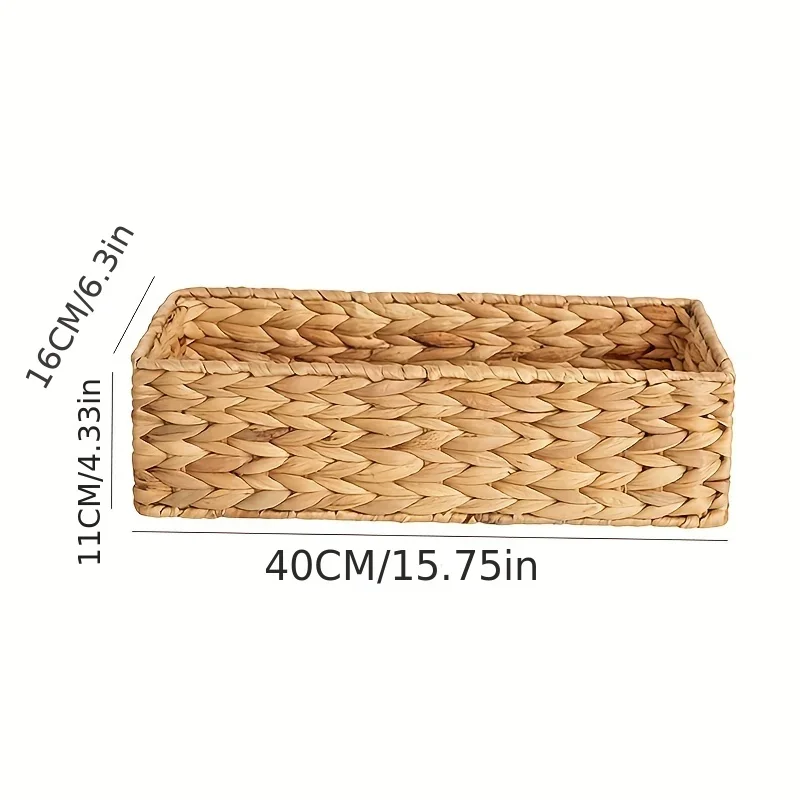Large Storage Rattan Kitchen Fruit Bowls Mushroom Rattan Laundry Plant Wicker Baskets Flower Bin Desk Rectangle Travel 15in 2