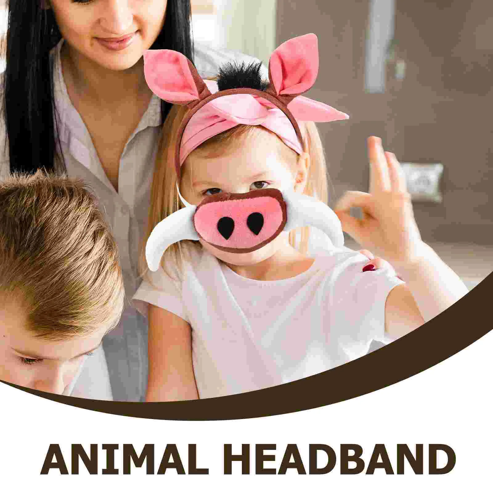 Halloween Costumes Performance Costume Prop Pig Kids Ear Nose Animal Ears Tail Party Cosplay Props Prom