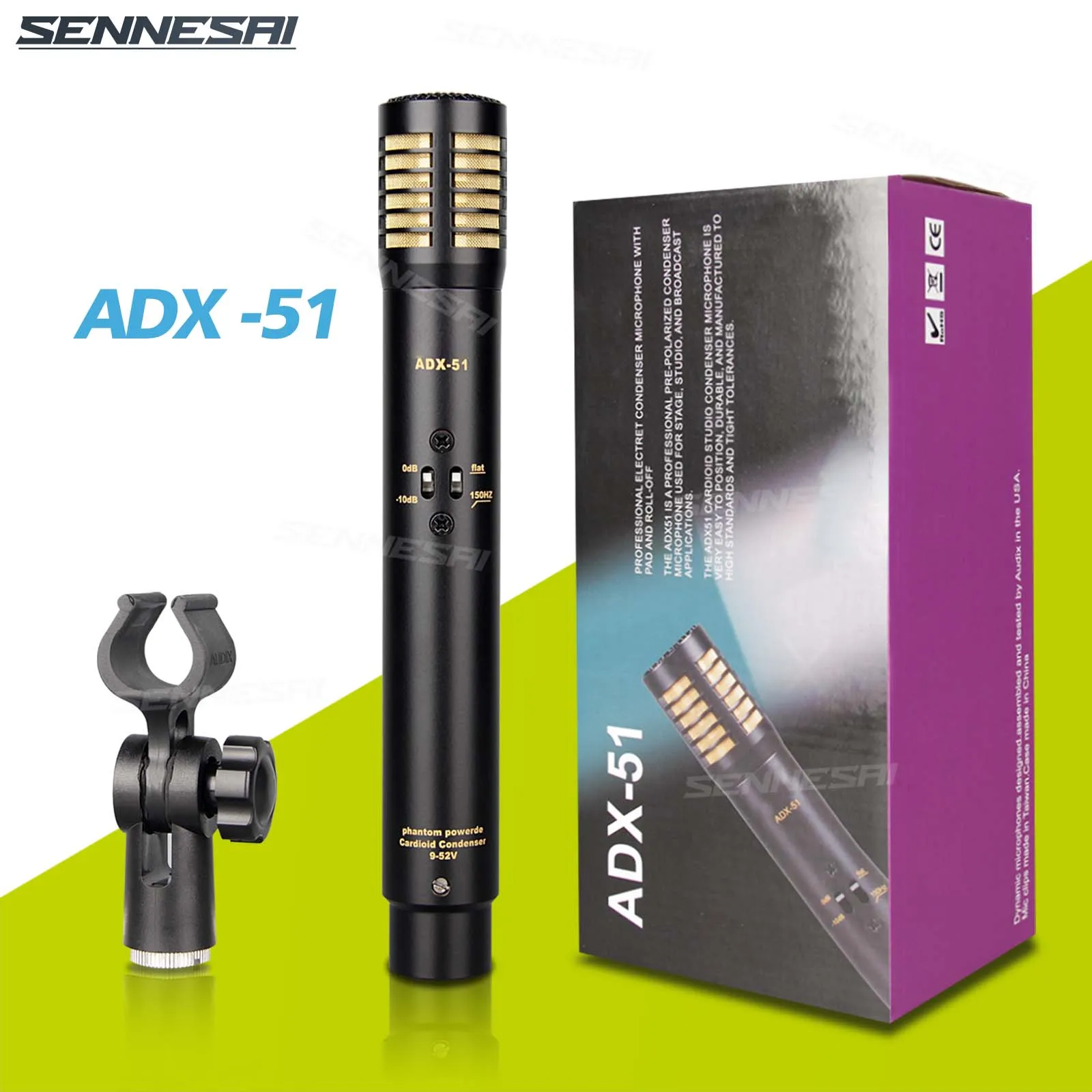 Professional Small Diaphragm ADX51 Condenser Microphone (Metal