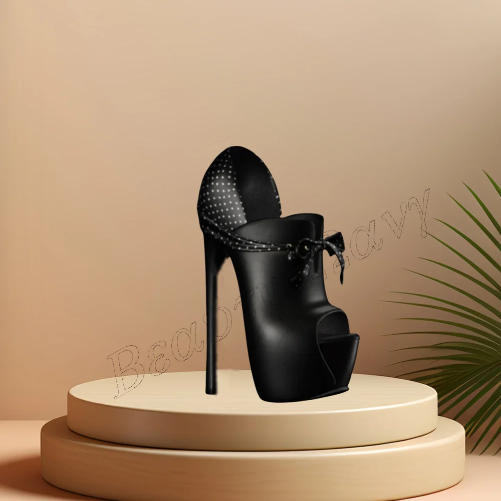 

Black Peep Toe Bow Knot Pumps Platform Strange Style Shoes Slip on High Heel Shoes for Women Shoes 2024 Zapatos Para Mujere