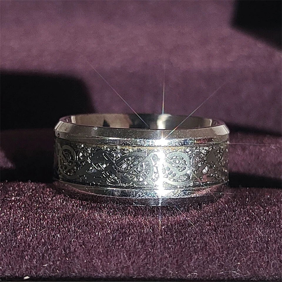 Vintage Fashion Stainless Steel Black Cz Zircon Men Ring