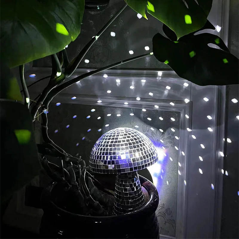 Disco Mirror Ball Decor Reflective Mushroom Shape Ball DJ Lighting for Party Room Table Bar