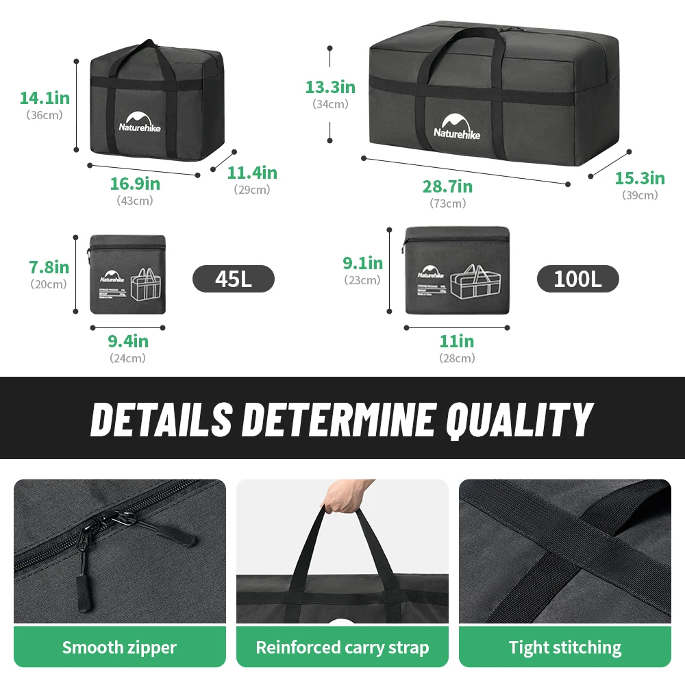 Storage Bag Naturehike Folding 45L 100L Carry Bag Camping Accessories Travel Bag for Family Outdoor Activities