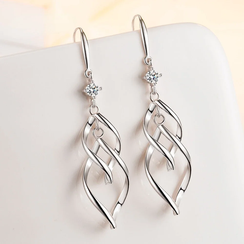 Chic Zircon Love Tassels Exaggeration Silver Plated Drop Earrings main image 1