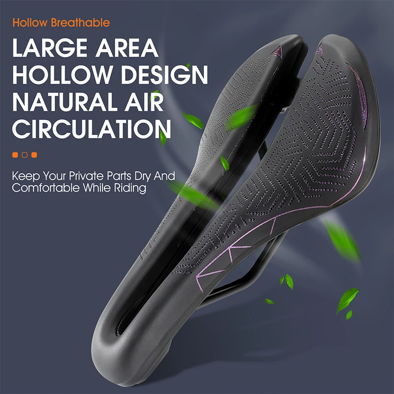 WEST BIKING Hollow Bicycle Saddle PU Waterproof Aerodynamic Bike Cushion Shock Absorption Cycling Seat MTB Road Bike Accessories