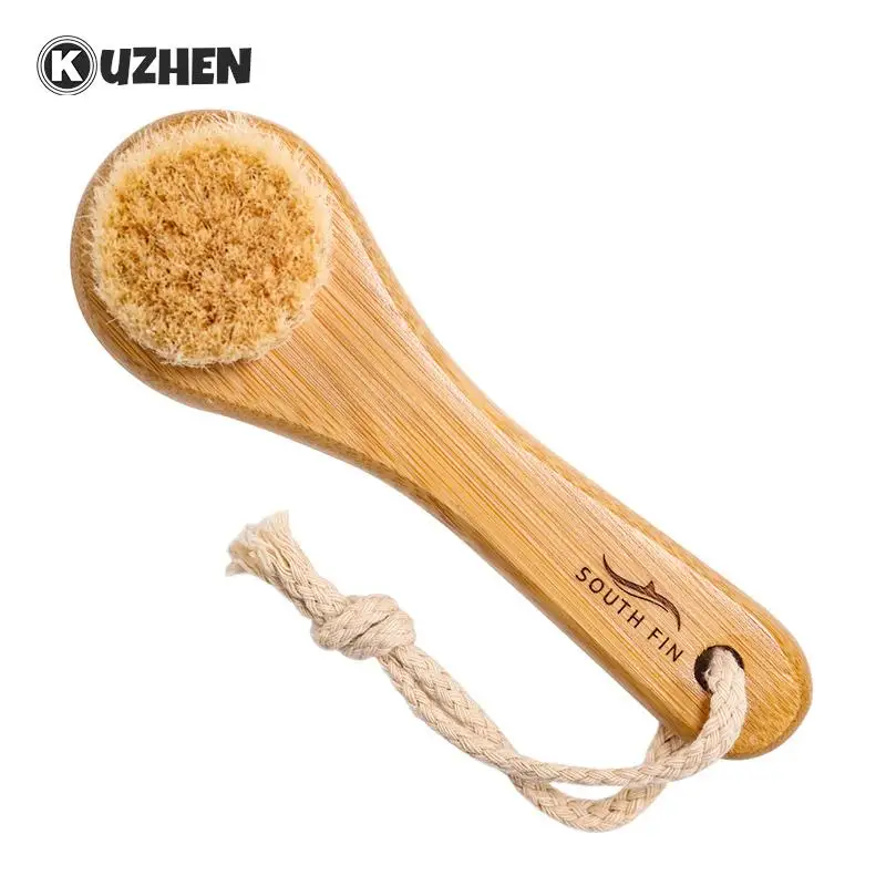 1pcs Exfoliating Brush Facial Cleansing Brush Bamboo Horse Hair Facial Cleansing Massage Face Care Brush Deep Pore Cleansing