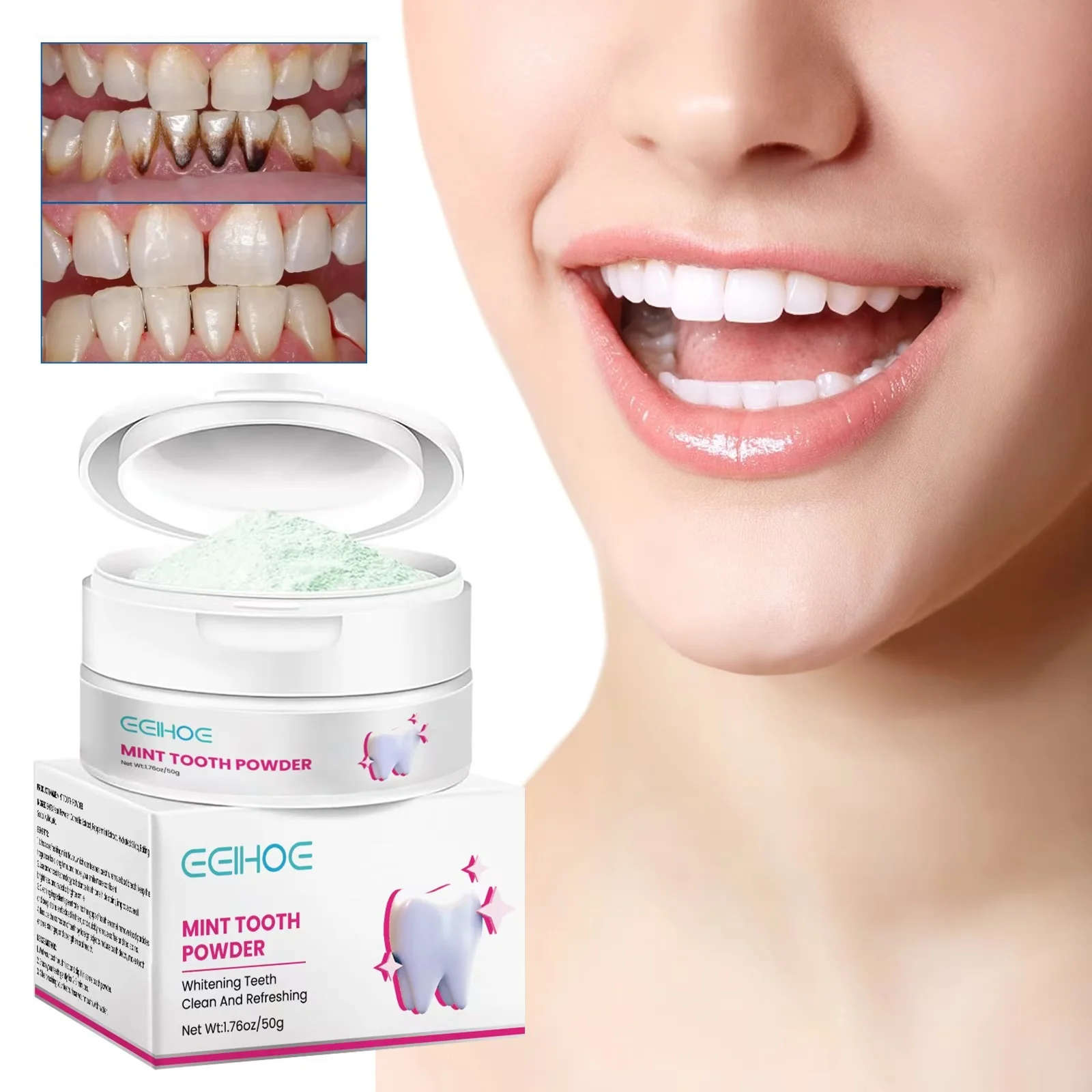 Teeth Whitening Product Teeth Whitening Essence Tooth Powder Teeth Health Product Mint Tooth Whitening Powder Oral Cleaning Yellow Teeth Remove Stain Plaque Fresh Breath Dental Care Hygiene Bleaching Toothpaste