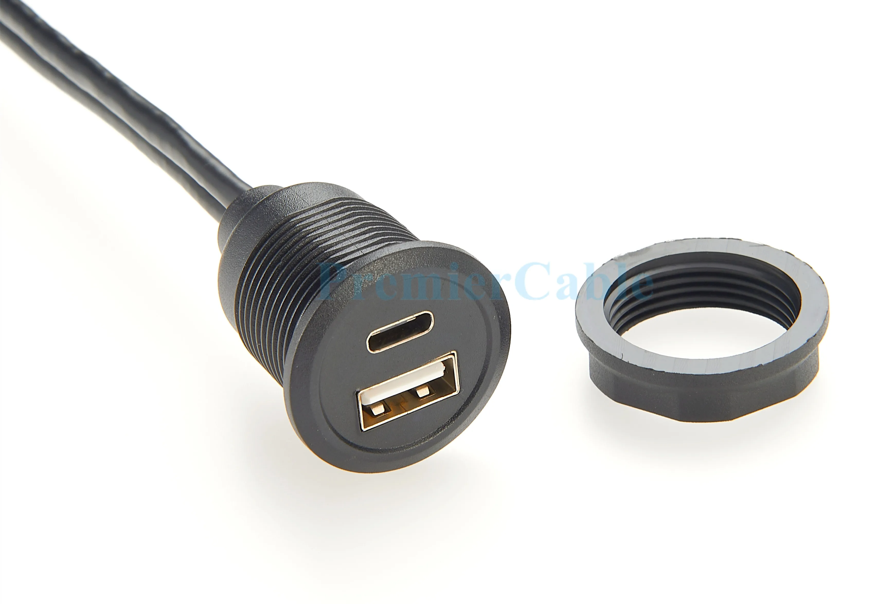 Dual-Port USB-C & USB 2.0 A Stecker auf Buchse Verlängerungskabel, Einbau-USB-Typ-A-Typ-C Daten- & Ladekabel für Auto – Detail 6