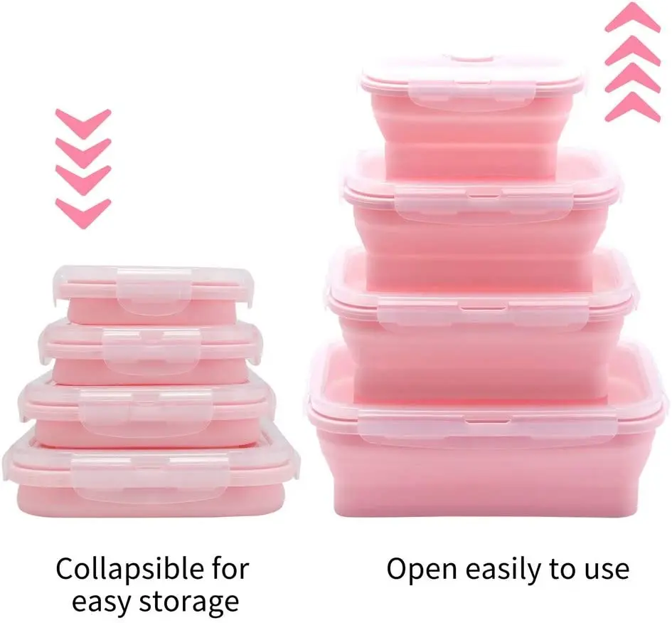 Food Grade Microwave Use Meal Prep Container with 4 Dividers Food Storage  Foldable Silicone Bento Box - China Food Container and Silicone Food  Container price