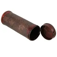 Wine Storage Box Portable European Retro Vintage Round Wood Single Red Wine Storage Case for Business Gifts 2