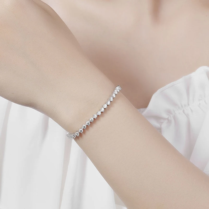 NeeTim 3mm Moissanite Tennis Bracelet for Women 3 Claws Full Diamond S925 Sterling Silver with GRA Plated White Gold Bracelets NeeTim 3mm Moissanite Tennis Bracelet for Women 3 Claws Full Diamond S925 Sterling Silver with GRA Plated White Gold Bracelets