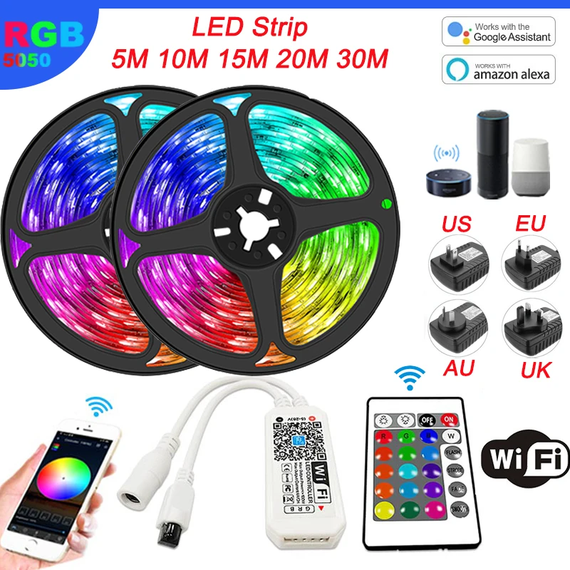 WIFI LED Strip Light SMD5050 LED Ice Light Alexa Wifi Flexible Tape LED Diode Ribbon For Room Decoration TV BackLight Magic Home led backlight for fixed frame projector screen rgb light strip multi color remote control ai change easy install home decoration