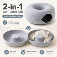 Felt Cat Tunnel Bed Interactive Hideaway Play Toy Durable Scratch Resistant Cat House 3