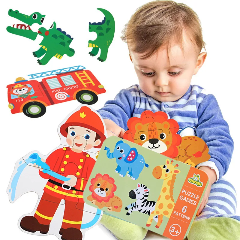 Baby Wooden Puzzles for Toddlers Montessori Development Toys Educational Animals Puzzle Board Games for Kids Boys 1 2 3 Years 2